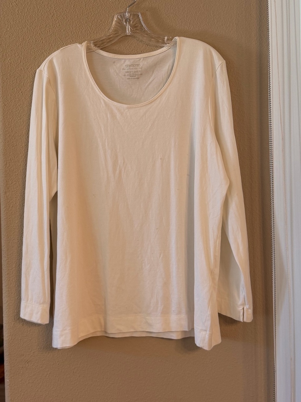 Chico's Long-Sleeve Scoop Neck Top - Off-White